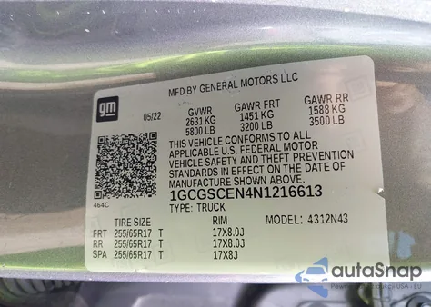 2022 Chevrolet Colorado z USA, uszkodzony, nr VIN 1GCGSCEN4N1216613